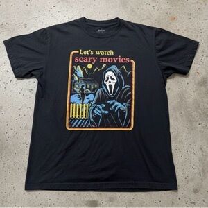 Scream Ghost Face Men's T Shirt Let's Watch Scary Movies Horror Size Large
